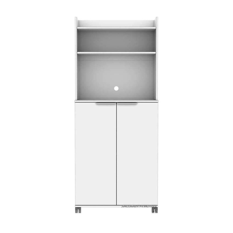 Dulap Multifunctional Adore Diamond, 2 usi, 6 rafturi, cu rotile, Alb Lucios, 73 x 172 x 36 cm