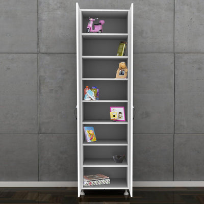Dulap multifunctional Adore Diamond, 8 rafturi, 2 Usi, Alb 50x181x37 Cm