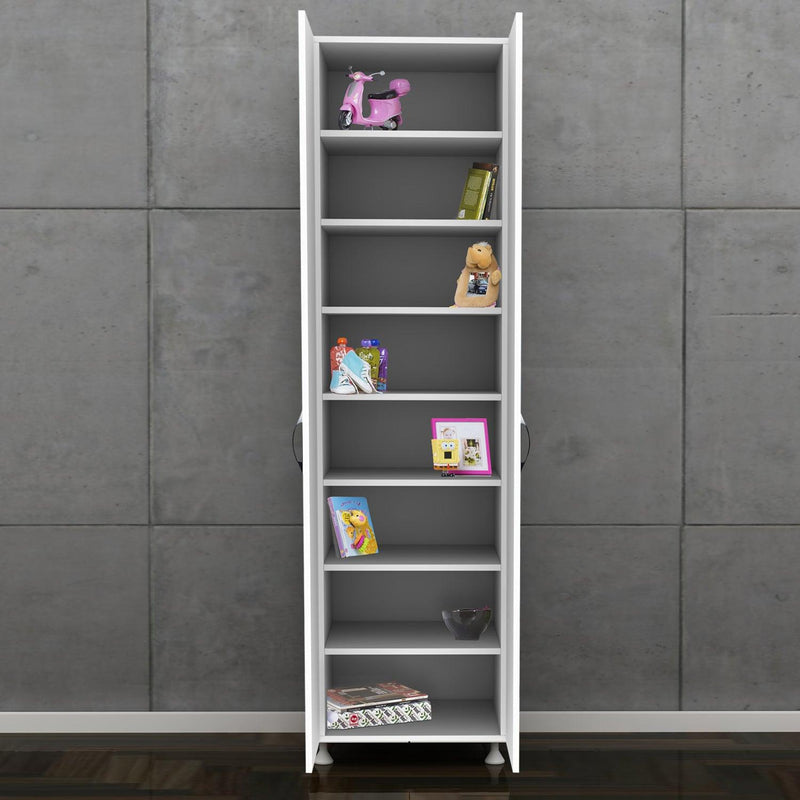 Dulap multifunctional Adore Diamond, 8 rafturi, 2 Usi, Alb 50x181x37 Cm