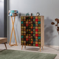 Dulap Multifunctional Multibox cu 2 usi, Stejar / Multicolor, 80 x 36 x 127 cm