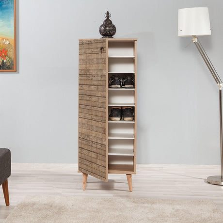 Dulap Multifunctional Pantofar Decor Mystic cu 8 rafturi, Nuc, 50x135x38 cm