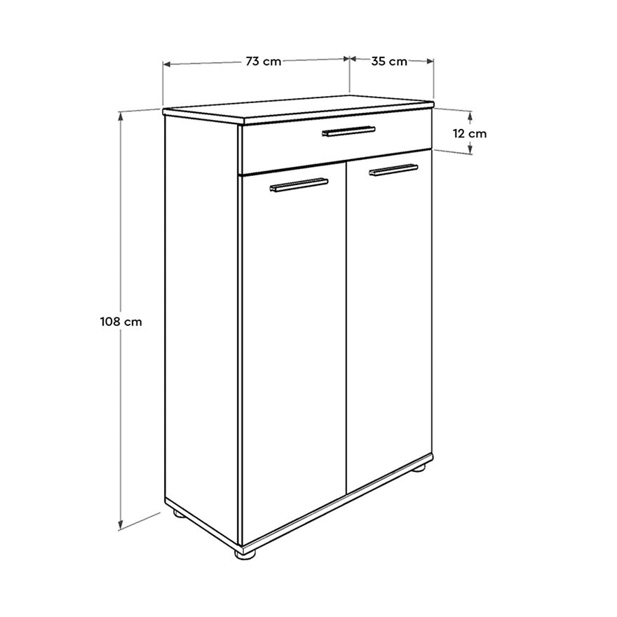 Dulap Multifuncțional pentru Hol, Baie sau Bucătărie, 2 Uși, 1 Sertar, Alb - Natur, 73x108x35 cm - Dulap Multifuncțional pentru Hol, Baie sau Bucătărie, 2 Uși, 1 Sertar, Alb - Natur, 73x108x35 cm