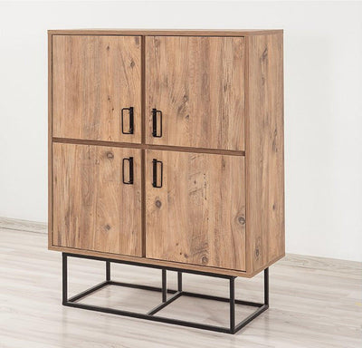 Dulap Multifunctional QuantumSolo cu 4 usi, Stejar, 93x115x36 cm
