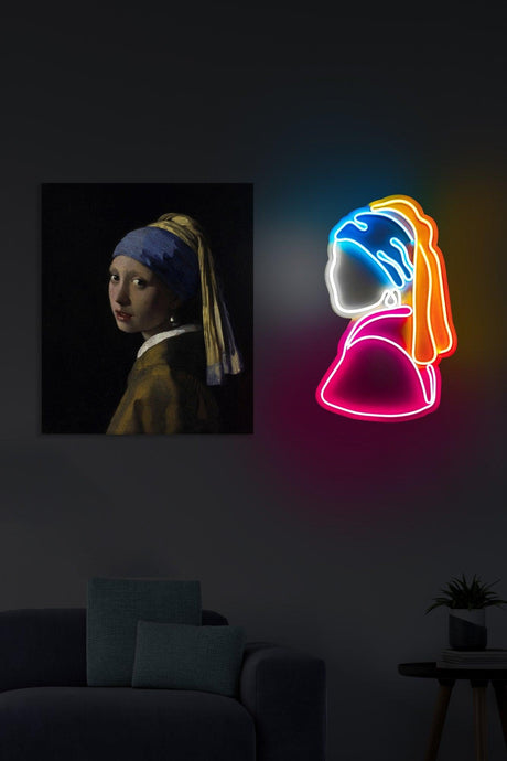 Lampa Neon Girl With A Pearl Earring Pinky, Multicolor