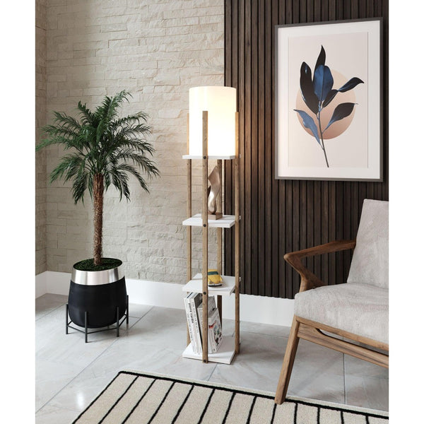 Lampadar Cu Biblioteca Corge, Alb, 21x21x135 cm