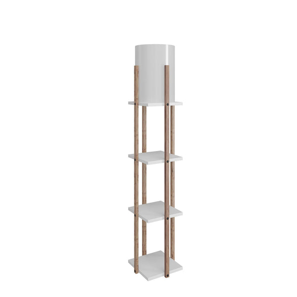 Lampadar Cu Biblioteca Corge, Alb, 21x21x135 cm