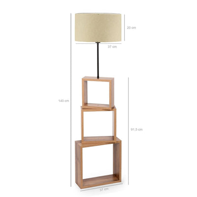 Lampadar Din Lemn Cu Biblioteca Robinson, Crem