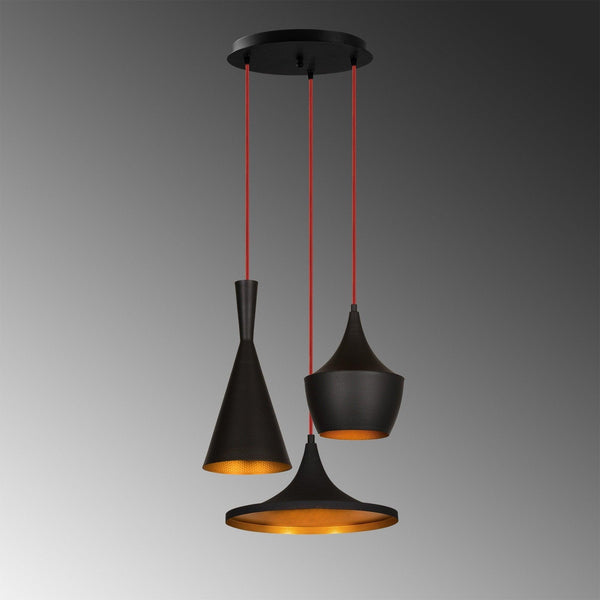 Lustra Amelie, Negru - Auriu, 51x51x130 cm