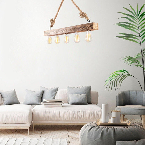 Lustra Candelaria 106, Lemn, Natural, 100x53x7 cm