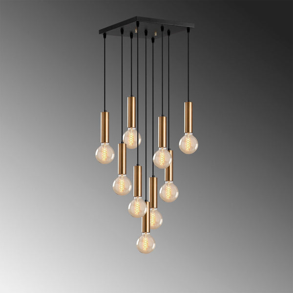 Lustra Lumie, Auriu - Negru, 50x50x136 cm