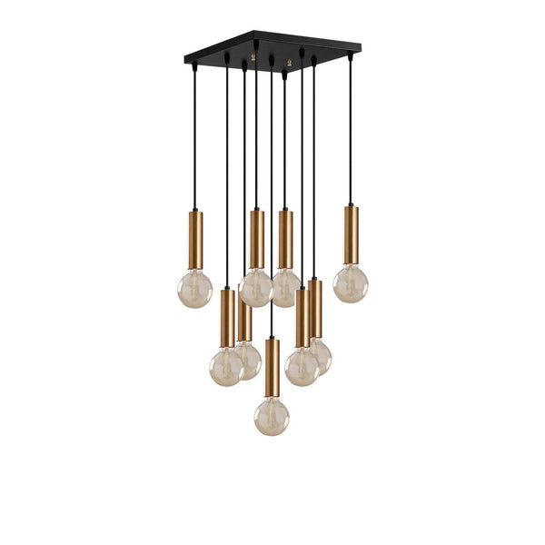 Lustra Lumie, Auriu - Negru, 50x50x136 cm