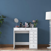 Masa De Machiaj Lux Inci cu 7 Sertare si Loc de Depozitare, Alb, 90 X 79 X 45 Cm
