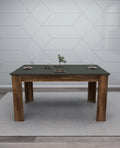 Masă Mikas Bucatarie Elegant cu Loc de Depozitare, Anthracite, Nuc deschis, 145 x 77 x 88 cm