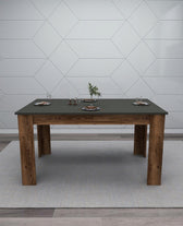 Masă Mikas Bucatarie Elegant cu Loc de Depozitare, Anthracite, Nuc deschis, 145 x 77 x 88 cm