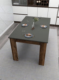Masă Mikas Bucatarie Elegant cu Loc de Depozitare, Anthracite, Nuc deschis, 145 x 77 x 88 cm