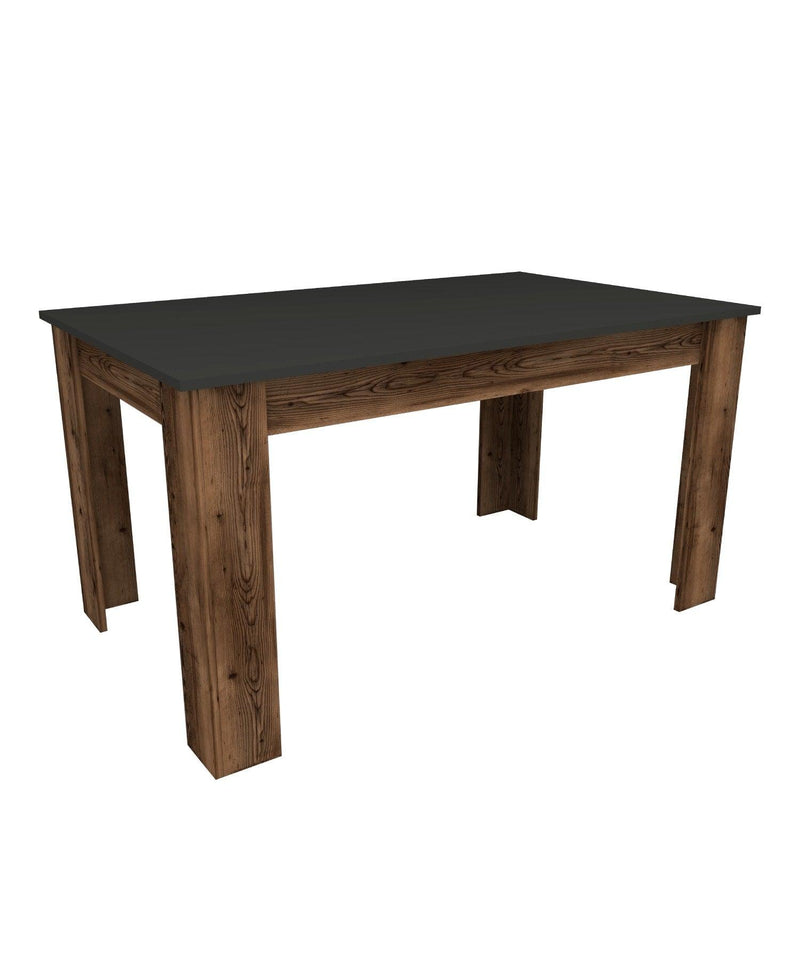 Masă Mikas Bucatarie Elegant cu Loc de Depozitare, Anthracite, Nuc deschis, 145 x 77 x 88 cm