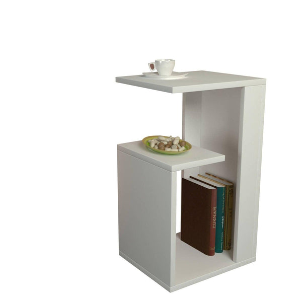 Masuta Cafea Laterala Grazul, Alb, 35x60x30 cm