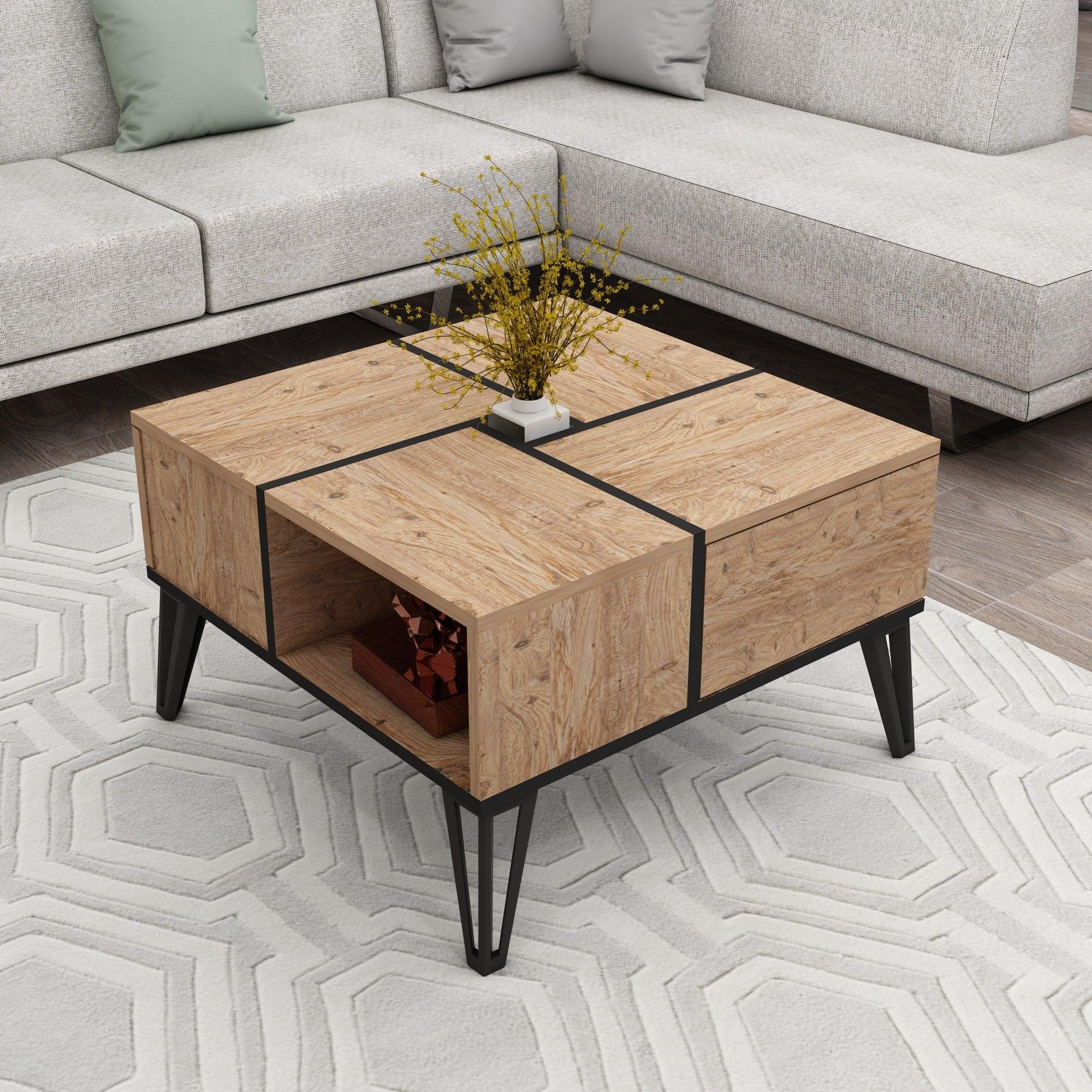 Masuta De Cafea Dursun cu 4 Compartimente, 72x44x72 cm – Adore Home