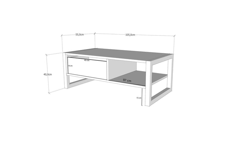 Masuta de cafea Haldizen, Stejar, 105 x 40 x 55 cm