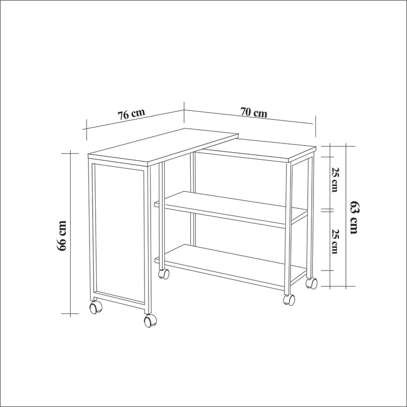 Masuta de cafea Melin cu roti, Negru Stejar , 70 x 63 x 76 cm,