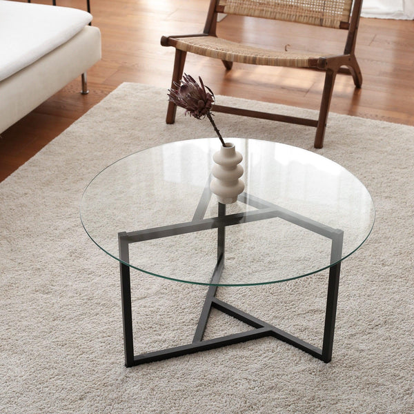 Masuta de cafea Triopa, Transparent, Negru, 75x42x75 cm