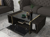 Masuta de cafea Veyron, Negru, 104x38x60 cm