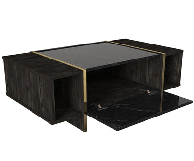 Masuta de cafea Veyron, Negru, 104x38x60 cm