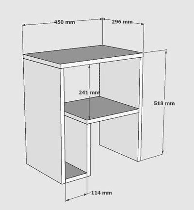 Masuta lateral Yepa, Alb, 30 x 52 x 45 cm