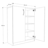 Pantofar Adore Double, 2 usi, 3 rafturi, capacitate 12-16 perechi, Alb, 70 x 90 x 33 cm