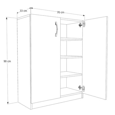 Pantofar Adore Double, 2 usi, 3 rafturi, capacitate 12-16 perechi, Alb, 70 x 90 x 33 cm