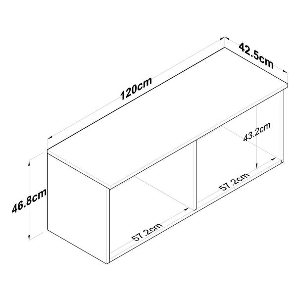 Raft de Bucatarie Nehir cu 4 Usi, Alb - Nuc, 120x47x42 cm