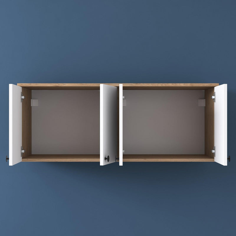 Raft de Bucatarie Nehir cu 4 Usi, Alb - Nuc, 120 X 47 X 42 Cm