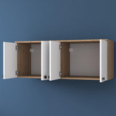 Raft de Bucatarie Nehir cu 4 Usi, Alb - Nuc, 120 X 47 X 42 Cm