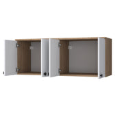 Raft de Bucatarie Nehir cu 4 Usi, Alb - Nuc, 120 X 47 X 42 Cm