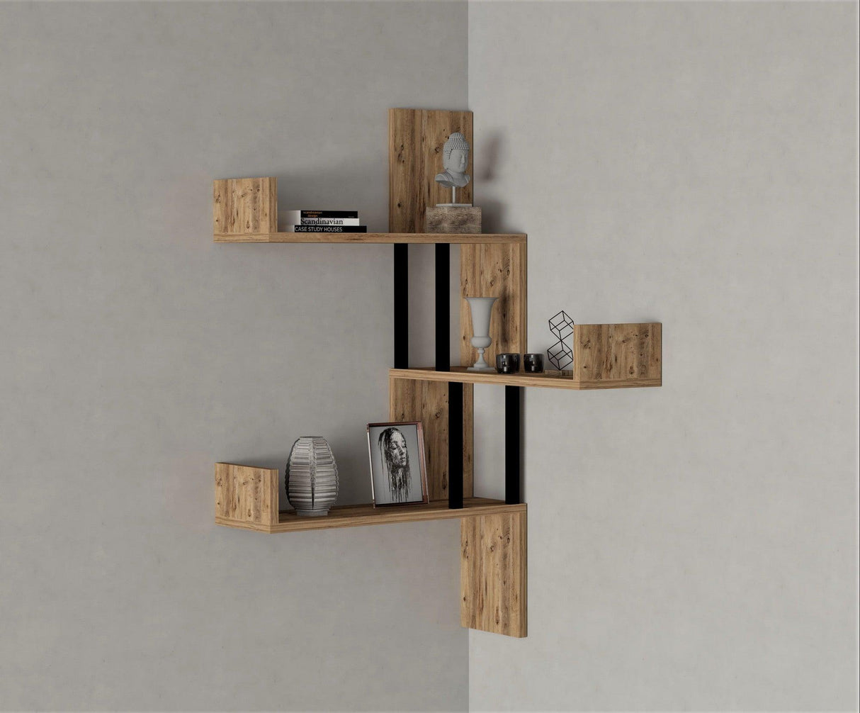 Raft de perete Biat, 3 Rafturi, Stejar, 105 x 60 x 20 cm