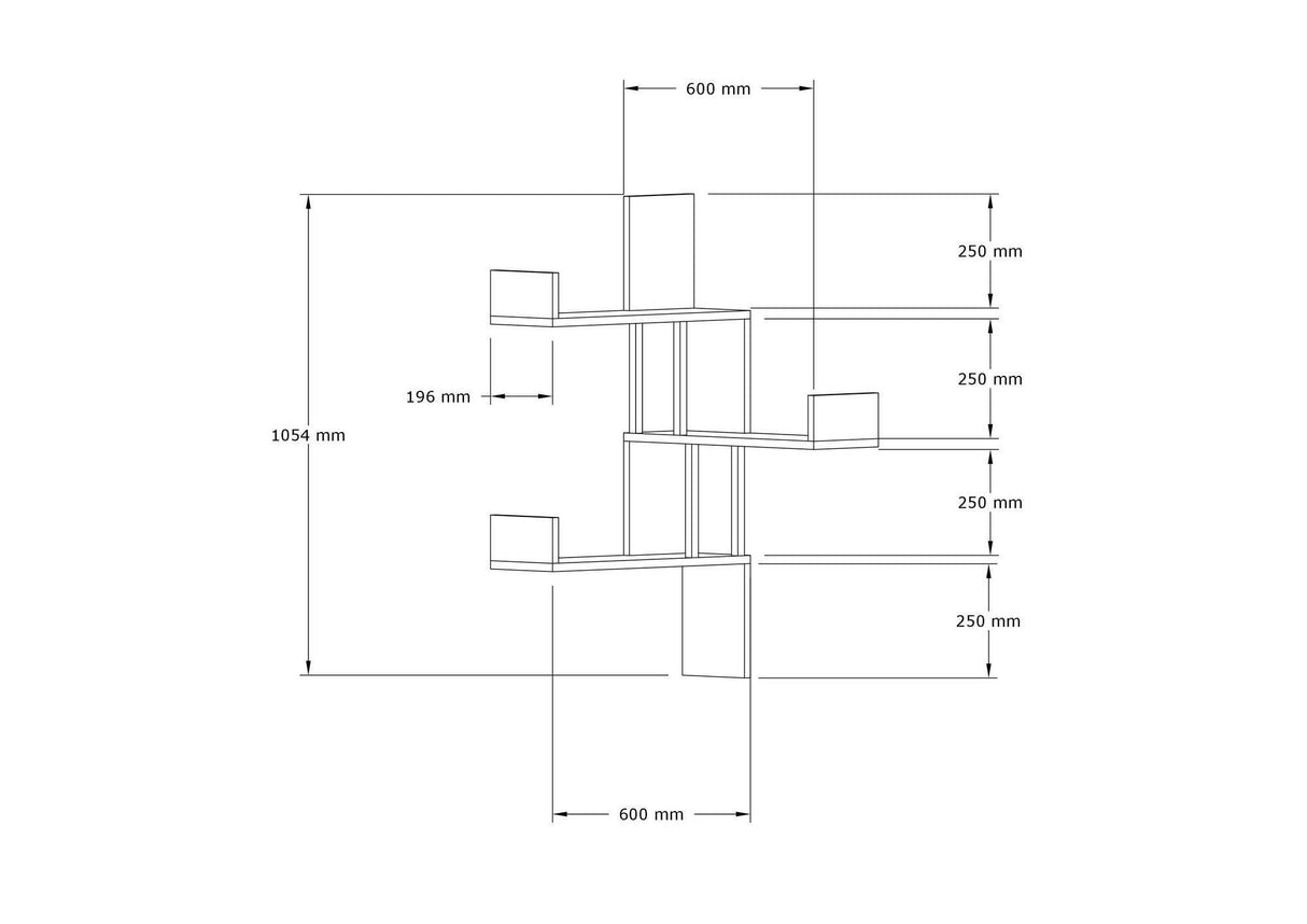 Raft de perete Biat, 3 Rafturi, Stejar, 105 x 60 x 20 cm