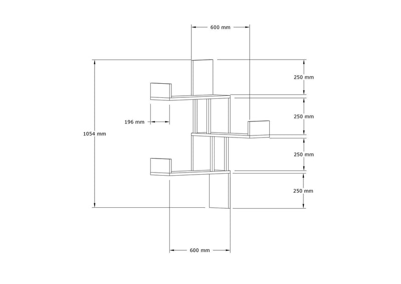 Raft de perete Biat, 3 Rafturi, Stejar, 105 x 60 x 20 cm