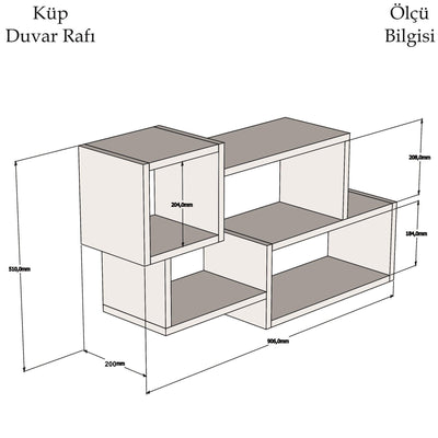 Raft de perete Domino, Antracit / Alb, 91 x 51 x 20 cm