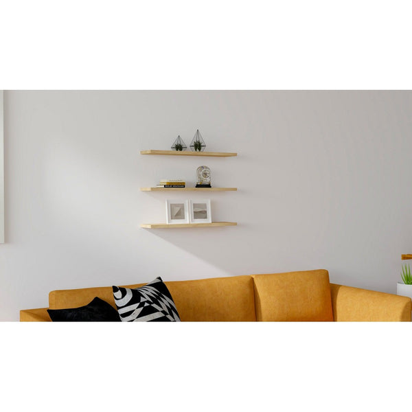 Raft de perete Muca, 3 piese, Stejar, 60x15 cm