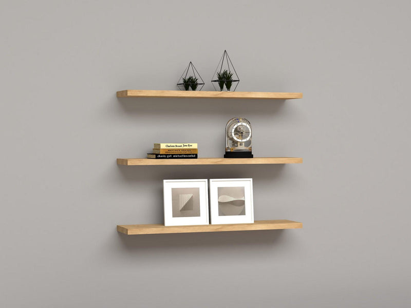 Raft de perete Muca, Stejar, 60 x 2 x 15 cm, 3 piese