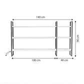 Raft De Perete Raiden cu 3 Rafturi si cadru Metal, Stejar, 140 X 90 X 25 Cm