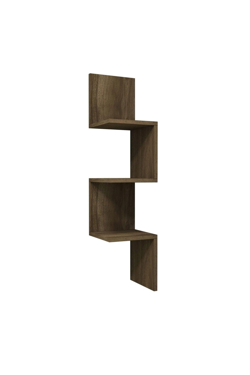 Raft de perete Zikzak, Nuc, 25 x 106 x 25 cm