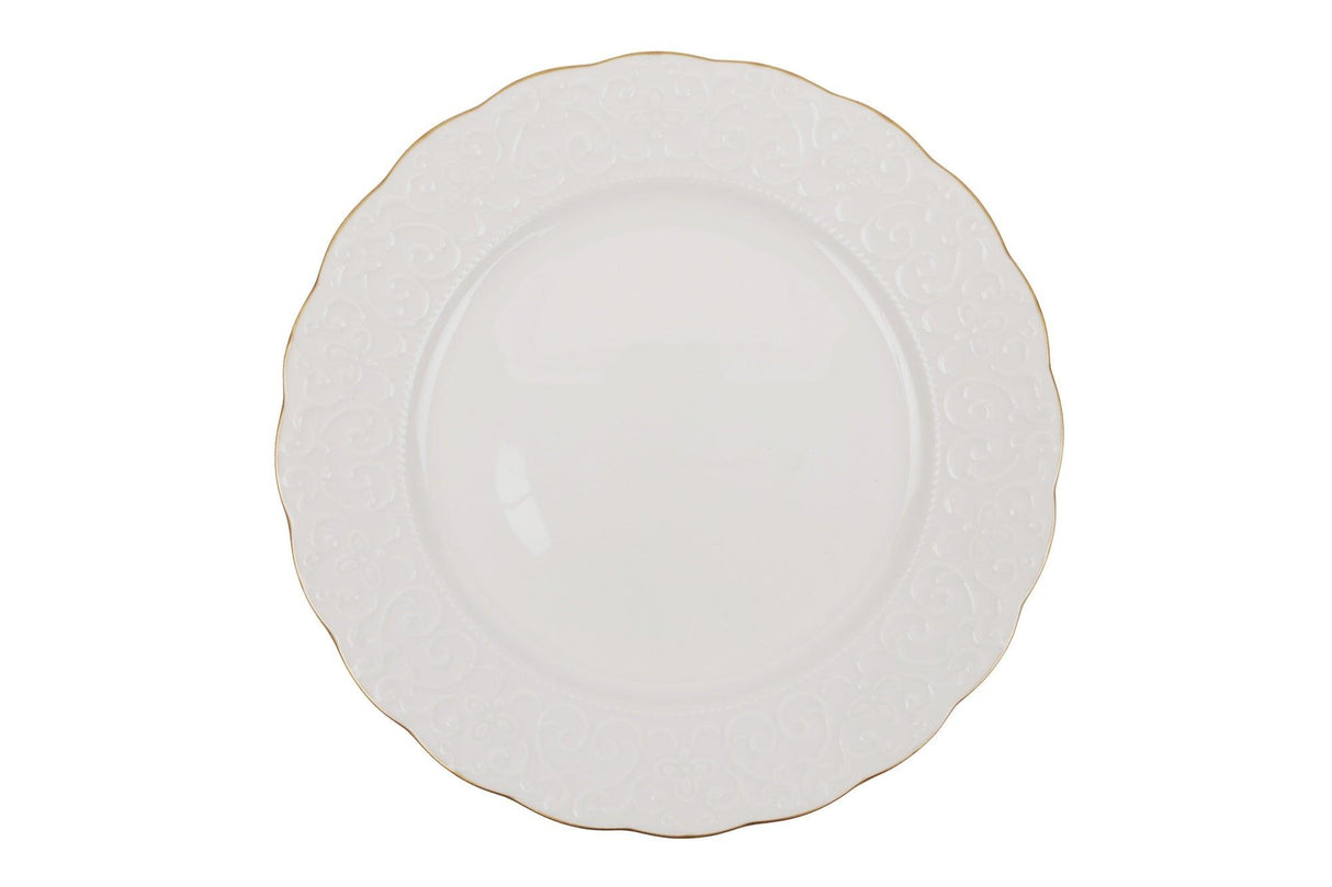 Serviciu de masa, 24 piese, Portelan, Alb - Auriu