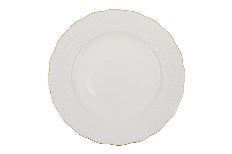 Serviciu de masa, 24 piese, Portelan, Alb - Auriu