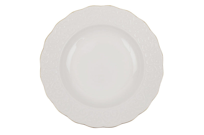 Serviciu de masa, 24 piese, Portelan, Alb - Auriu