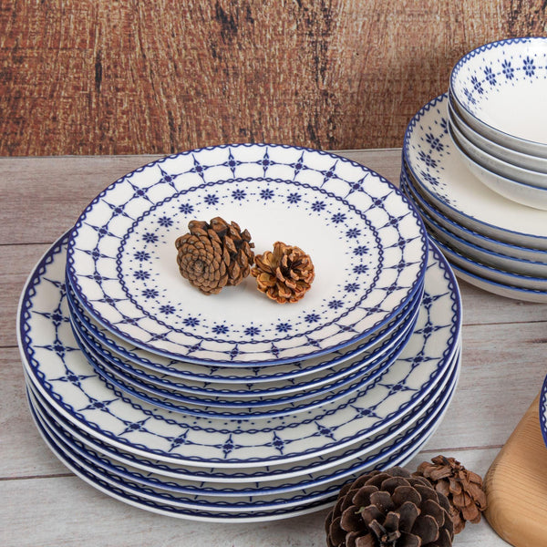 Serviciu de masa, Set 24 piese pentru cina, Portelan, Albastru, 29x28x35 cm