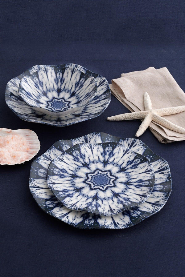 Serviciu de masa, Set 24 piese pentru cina, Portelan, Albastru, 29x28x36 cm