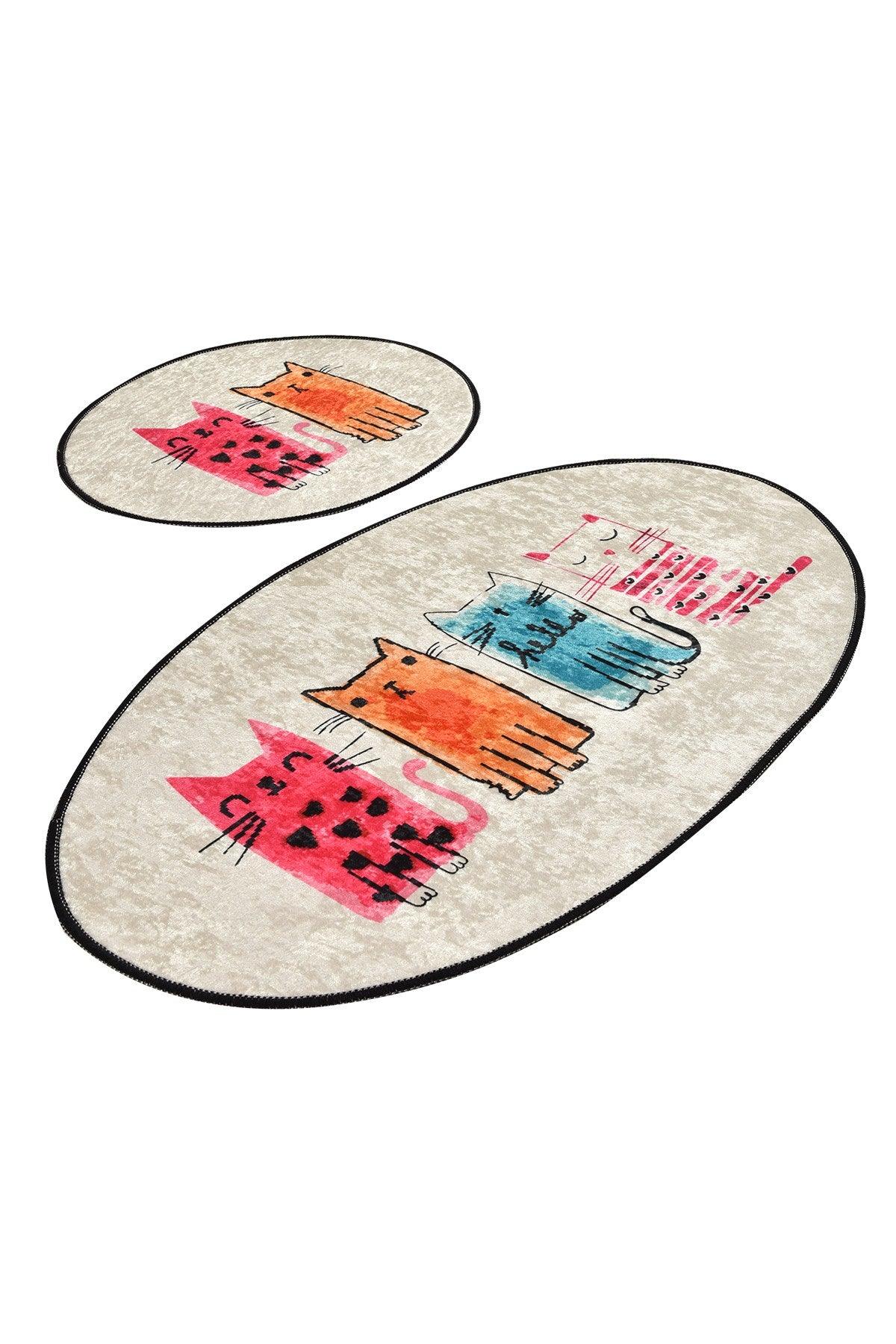 Set Covor de baie (2 bucăți), Multicolor, 50x60x1 cm