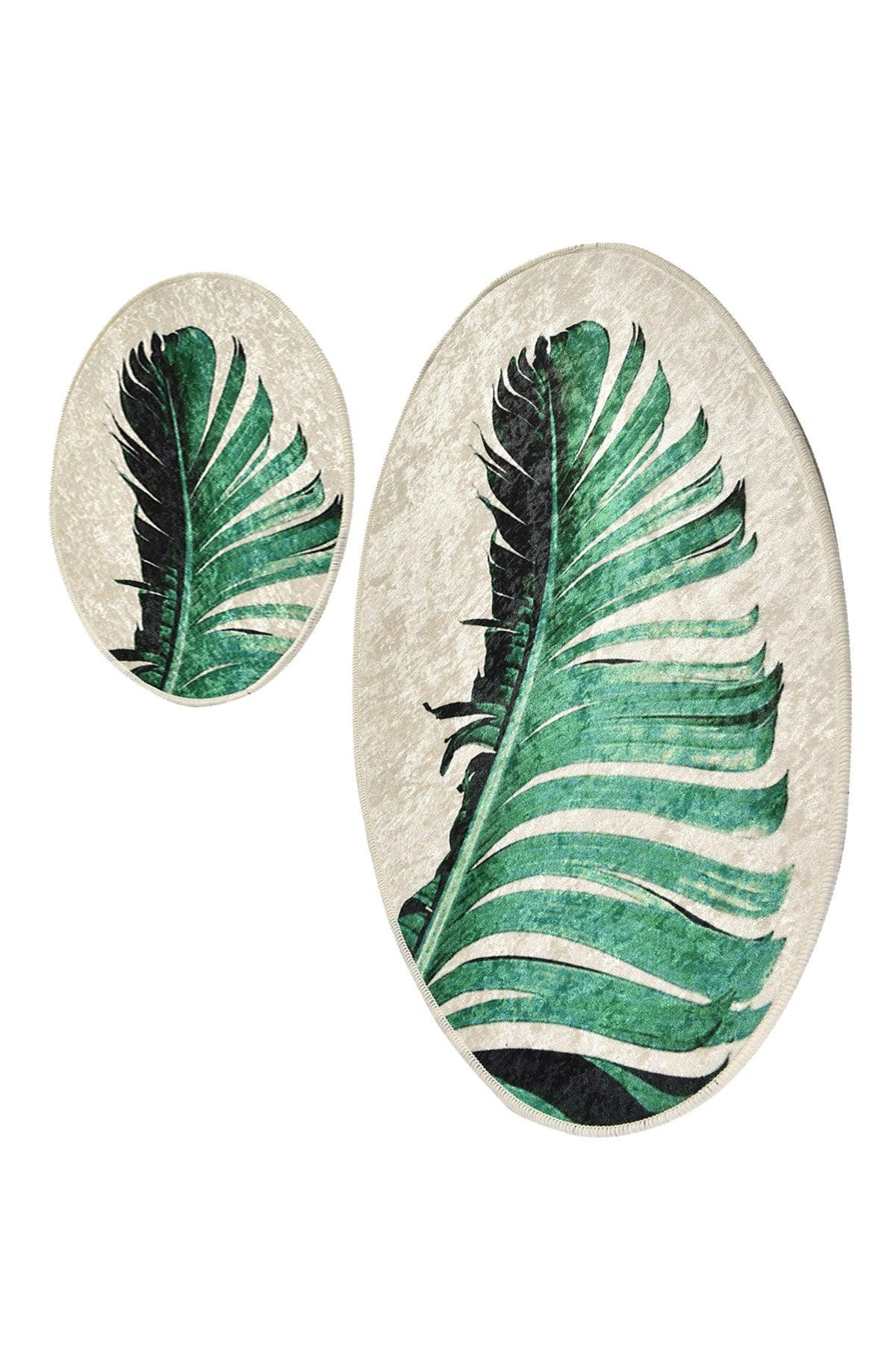 Set Covor de baie (2 bucăți), Verde, 50x60 cm