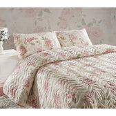 Set cuvertura matlasata single, Roz, 220x160 cm